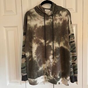 First Love by Lovelyn pullover hoodie camo tie long sleeve dye Sz L